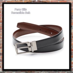 Perry Ellis Reversible Leather Belt Sz 32